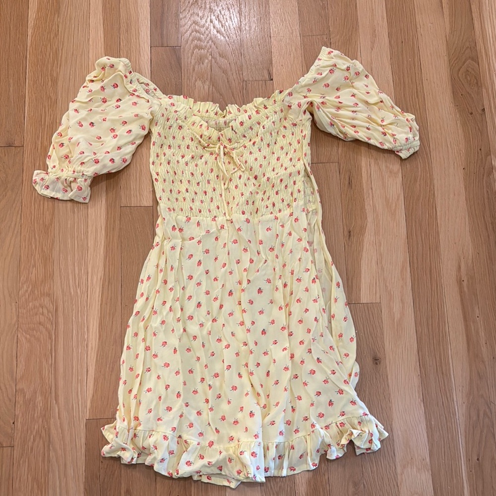 Faithfull the Brand Yellow and Pink Floral Dress